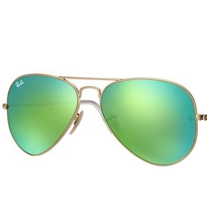 Ray-Ban Green Aviator Flash Lenses Gold Frame